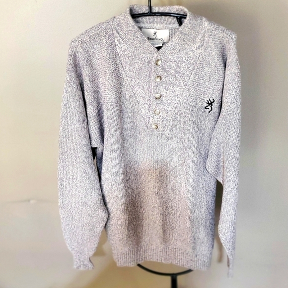 Browning Embroidered 5 Button Pullover Long Slv Sz L Sweater - Picture 1 of 9